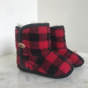 Uggs Red & Black Buffalo Plaid Toddler Velcro